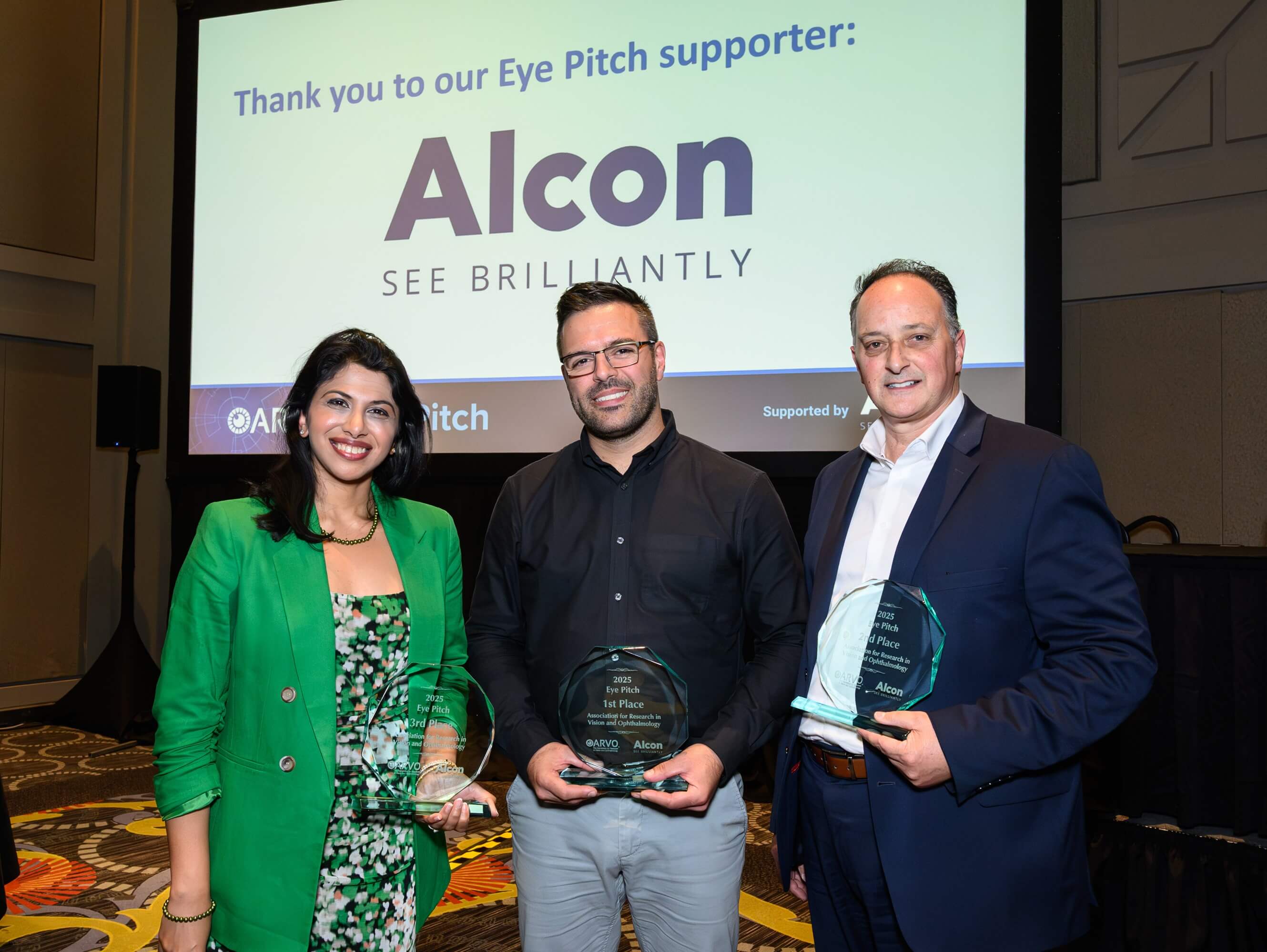 ARVO Eye Pitch winners:  Hema Ramkumar, MD; Jonathan Labriola, PhD; Mike Garanzini