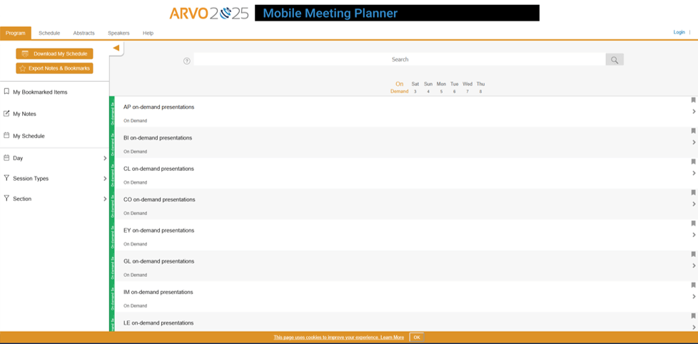 ARVO 2025 online planner