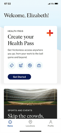 Health Pass welcome screen