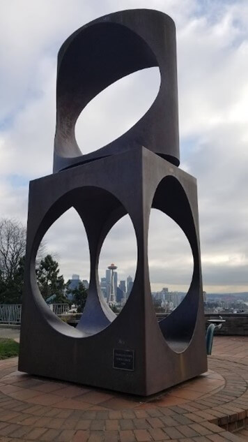 Two tier metal sculpture at Kerry Park