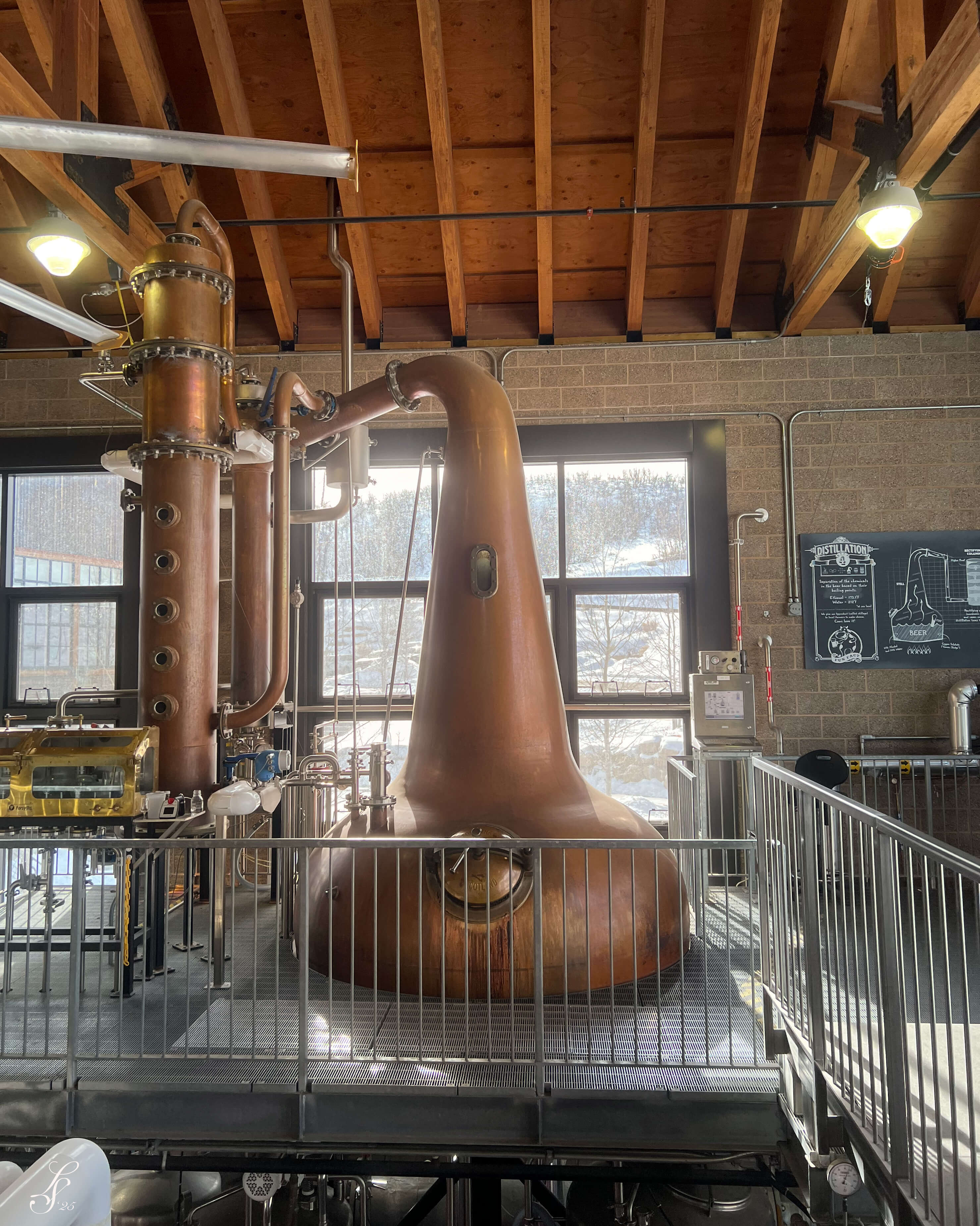 Copper whisky distillery tank