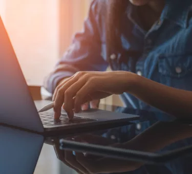 Close up on laptop studying